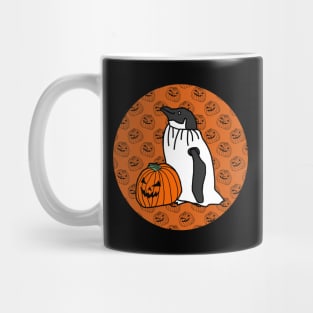 Halloween Horror Penguin Orange Round Mug